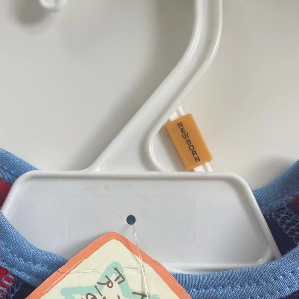 Red and Blue Train-Themed Baby Onesie